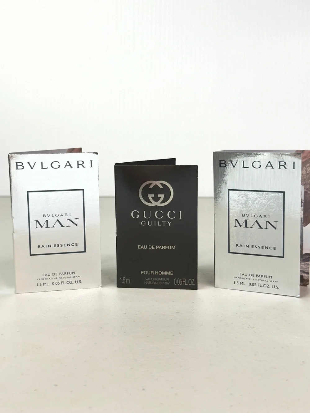 Authentic Men’s Cologne Sample Bundle Bvlgari Rain Essence Gucci Guilty